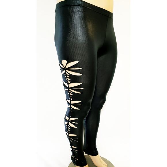 CHEEKY LEGS - 2XL/3XL - Junior/Women Super Sexy Cut Black Weaved Leggings, Fun - Picture 6 of 6